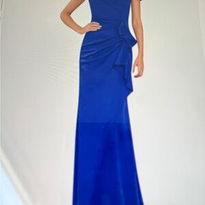 Royal blue off shoulder evening gown. NWT